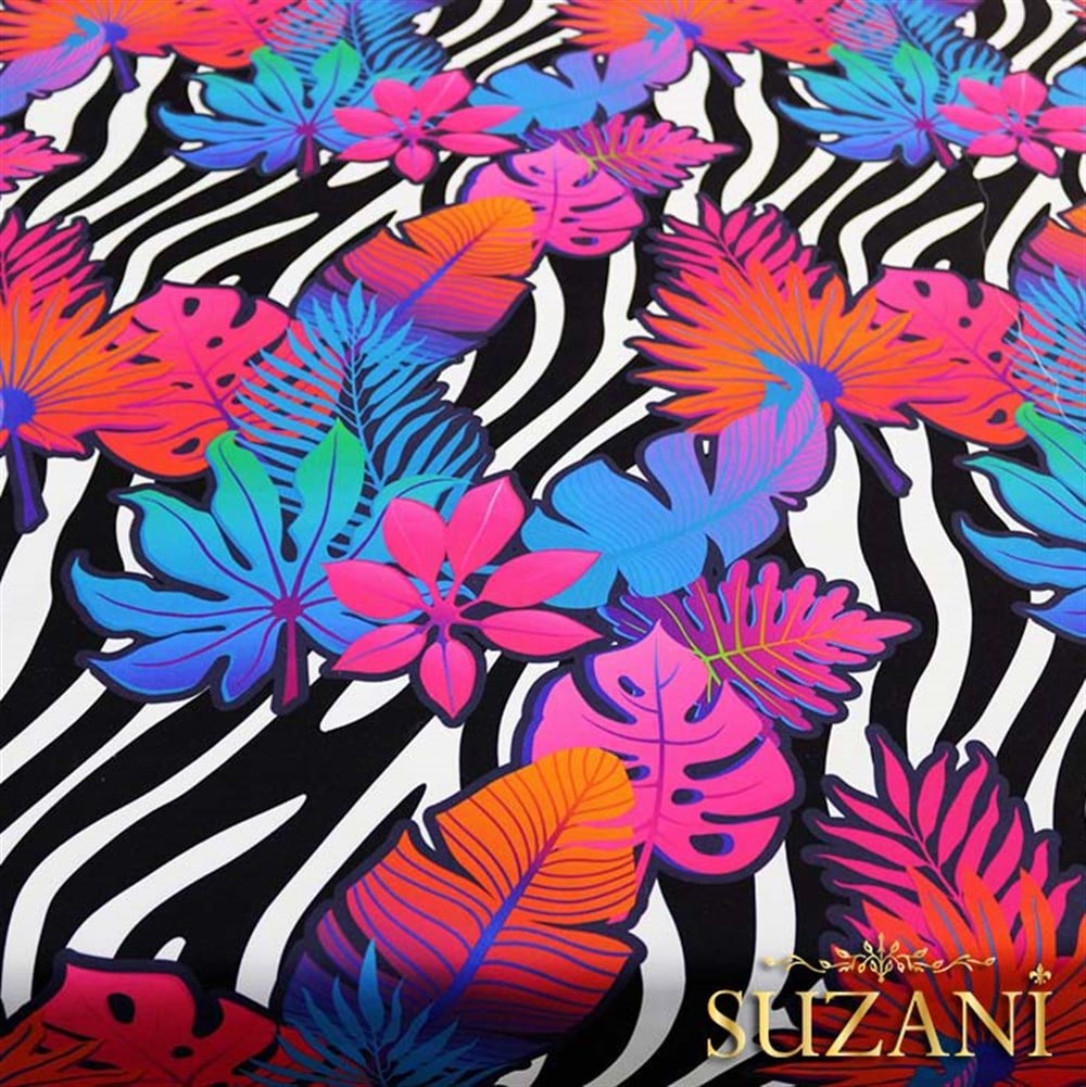 Zebra Üzeri Alacalı Tropikal Kumaş