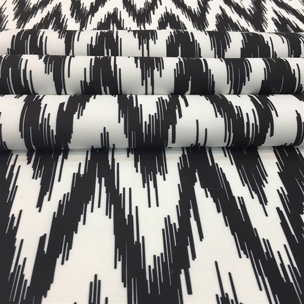 Zigzag İkat Siyah Beyaz Kumaş