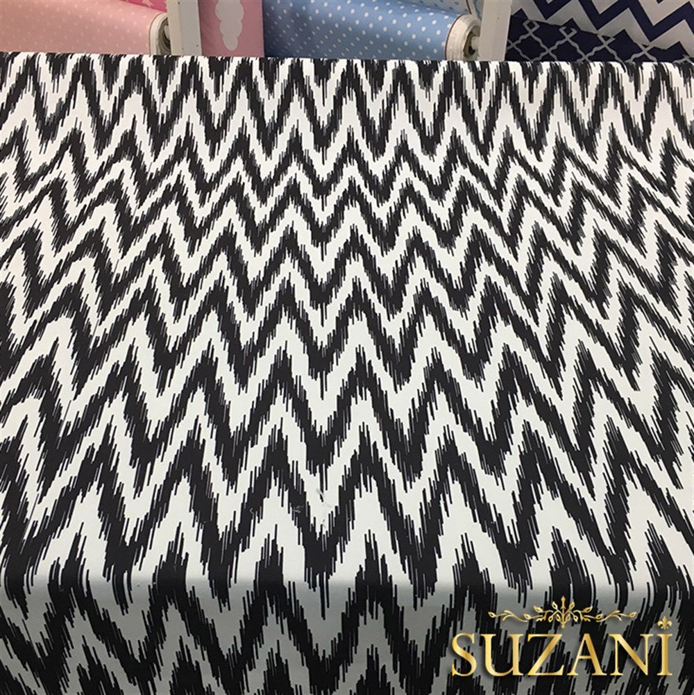 Zigzag İkat Siyah Beyaz Kumaş