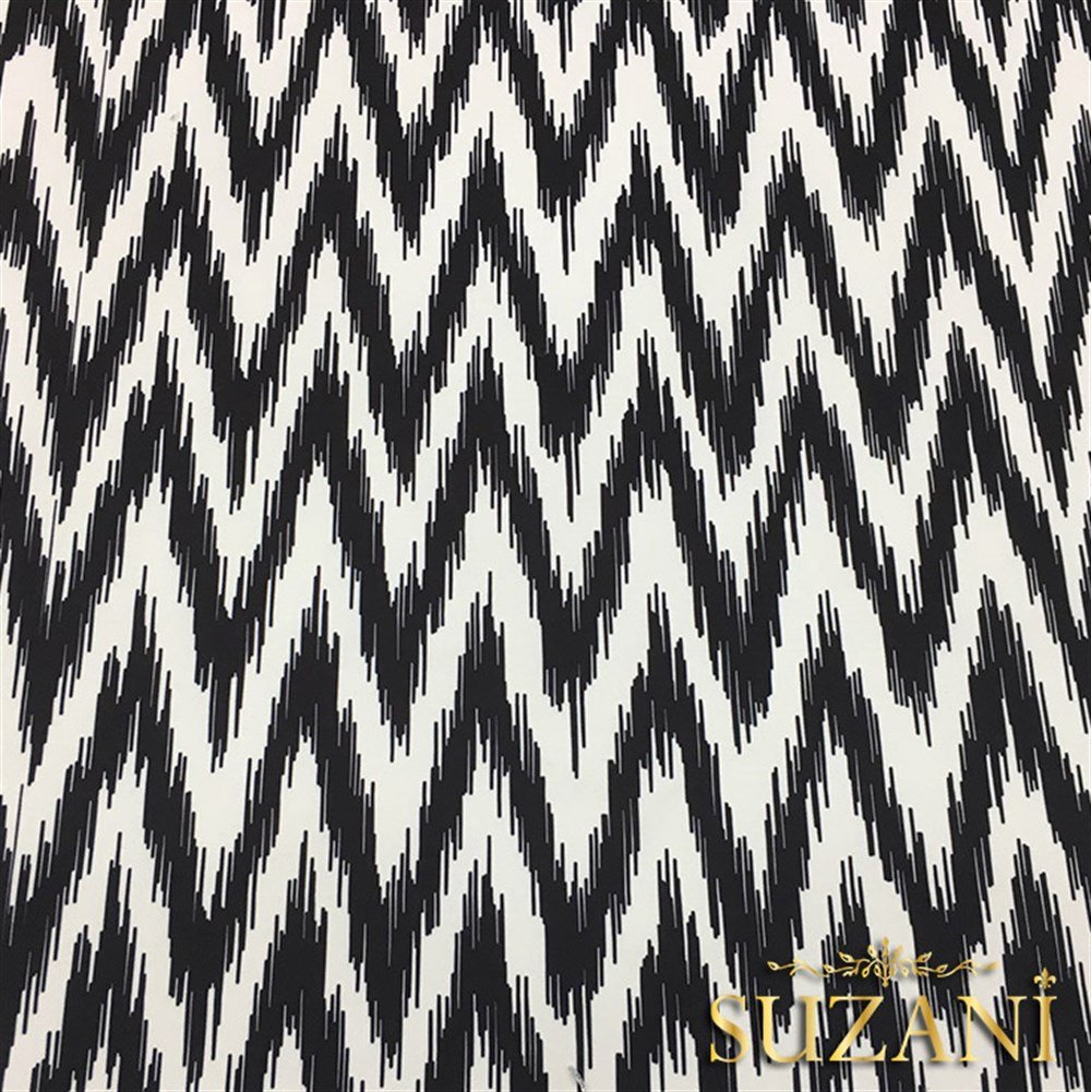 Zigzag İkat Siyah Beyaz Kumaş