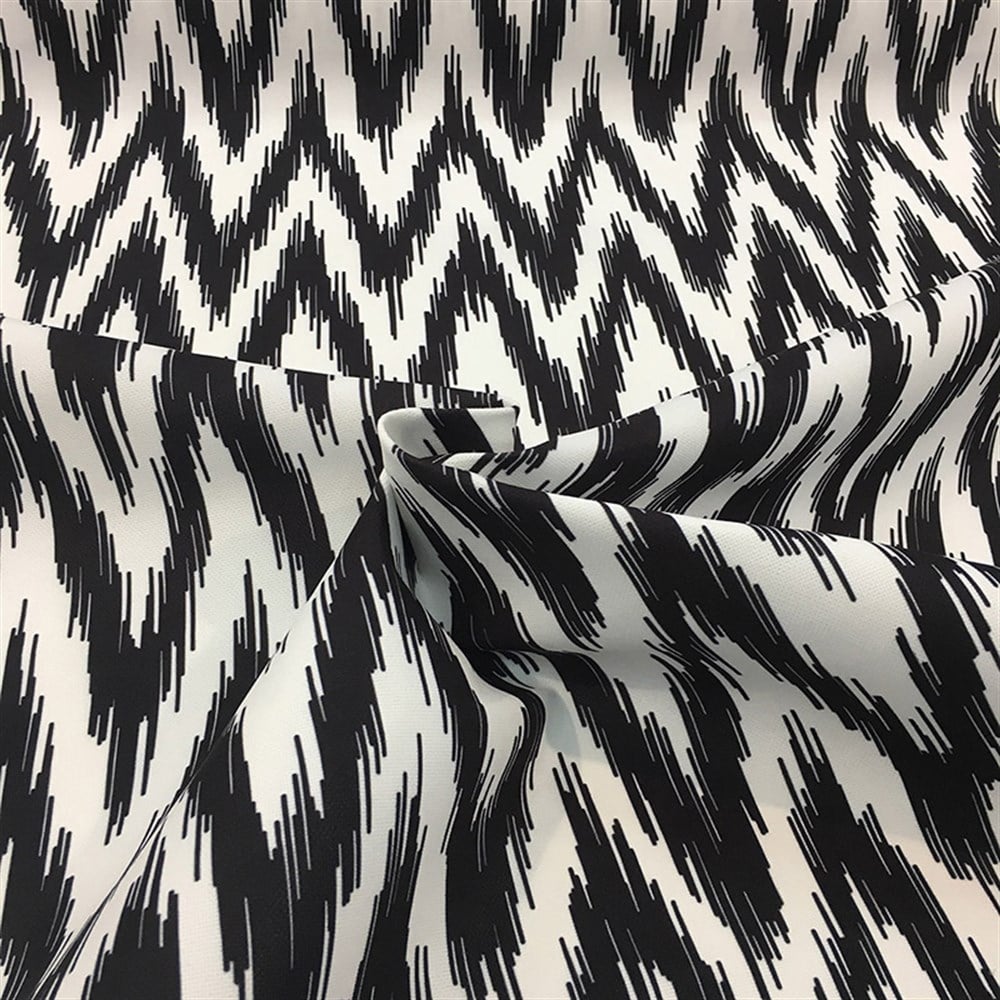 Zigzag İkat Siyah Beyaz Kumaş