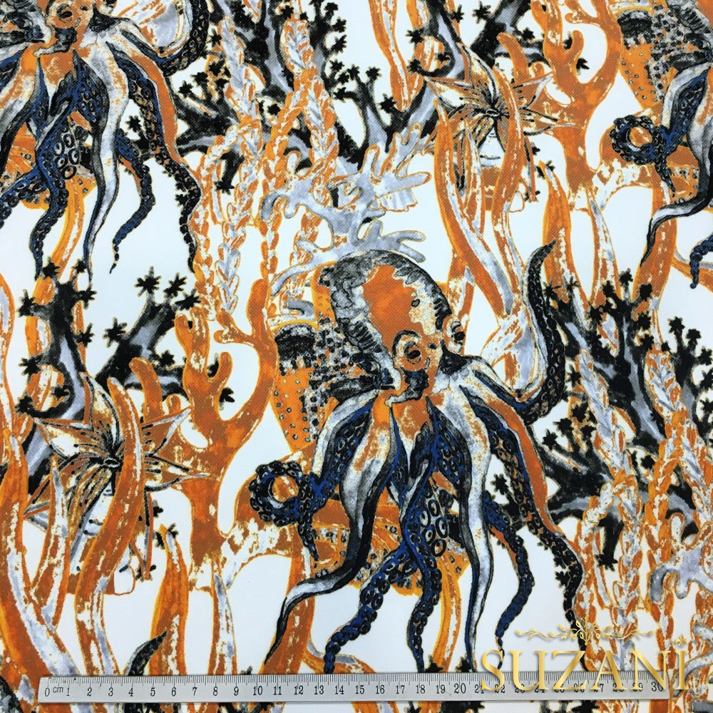 Ahtapot Desenli Kumaş