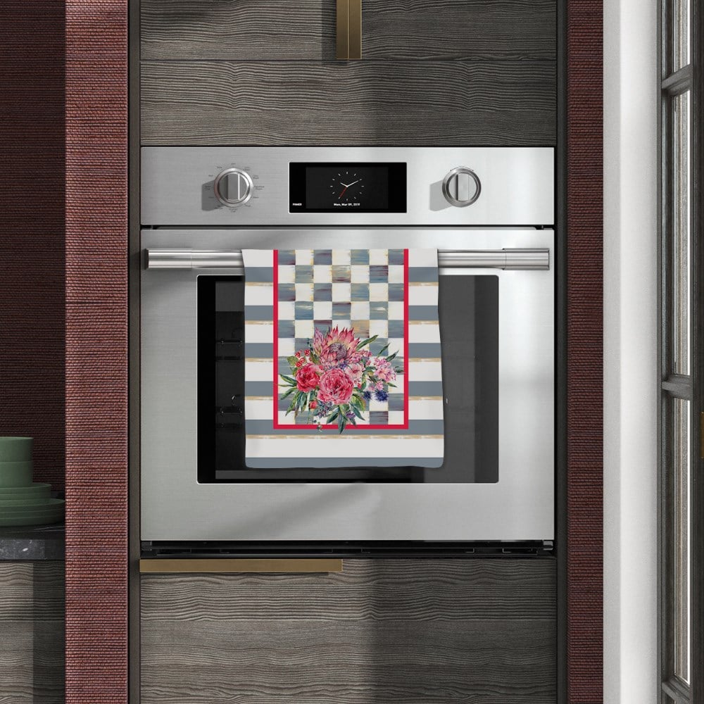 Antik Mavi Dama Desenli Dikişsiz 4lü Fırın Örtüsü Kumaşı