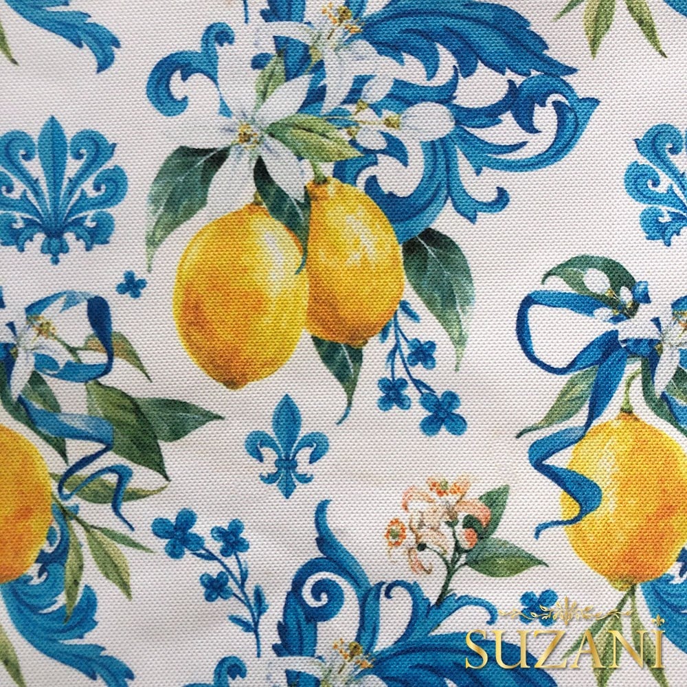 Barok Stil Limon Desenli Dijital Baskılı Kumaş