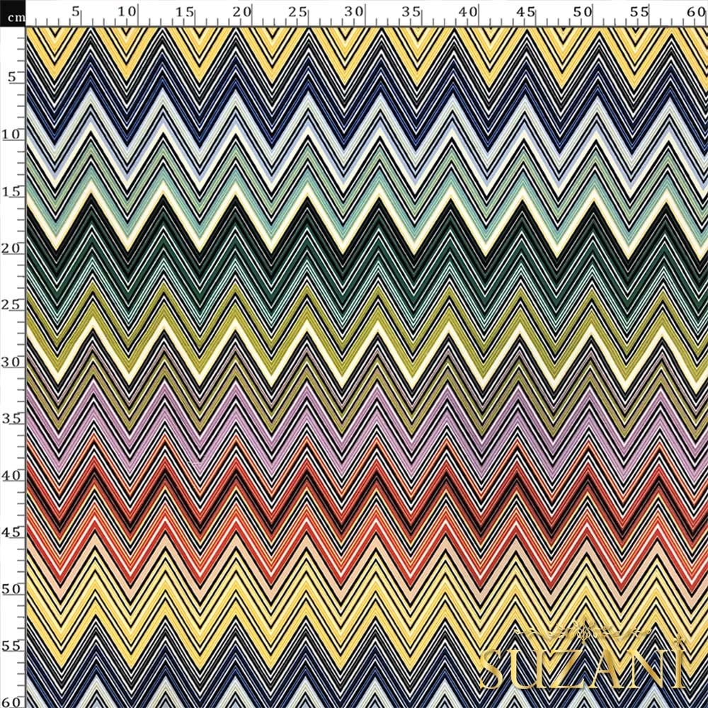 Canlı Renk Geçişli Zigzag Desenli Kumaş