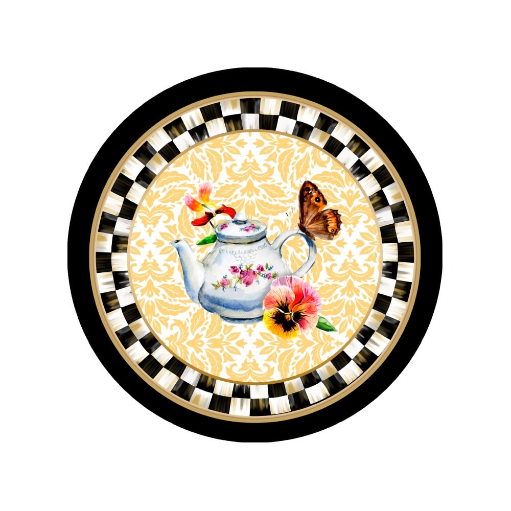 Çaydanlık Desenli Dikişsiz 3'lü Supla Kumaşı