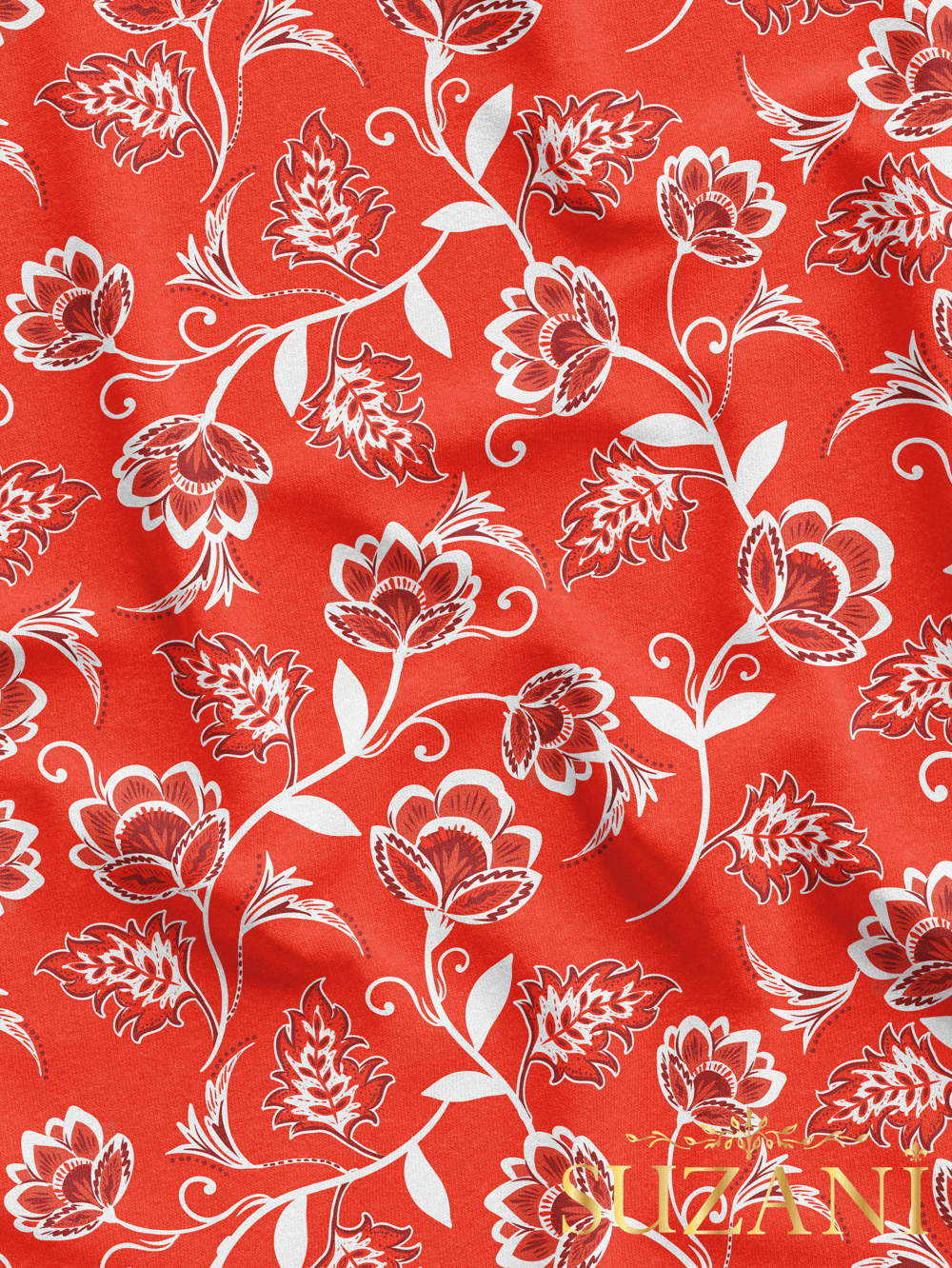 Çiçek Desenli Dijital Baskılı Kumaş