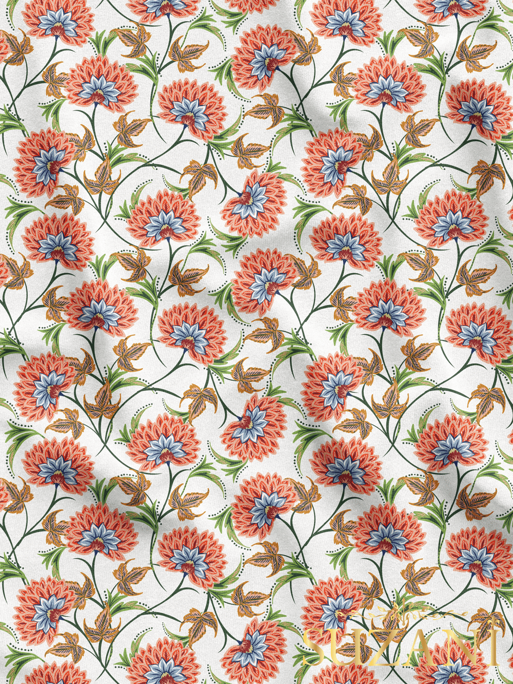 Çiçek Desenli Dijital Baskılı Kumaş