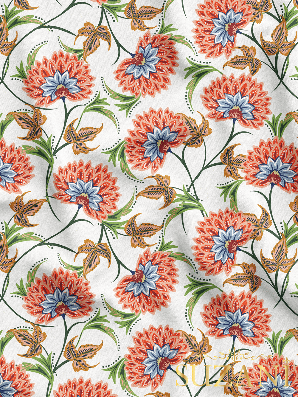 Çiçek Desenli Dijital Baskılı Kumaş
