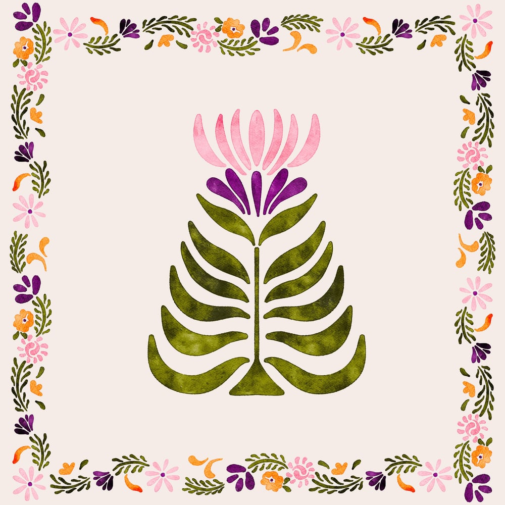 Çiçekli Şal Desenli 3'lü Pano Kumaş