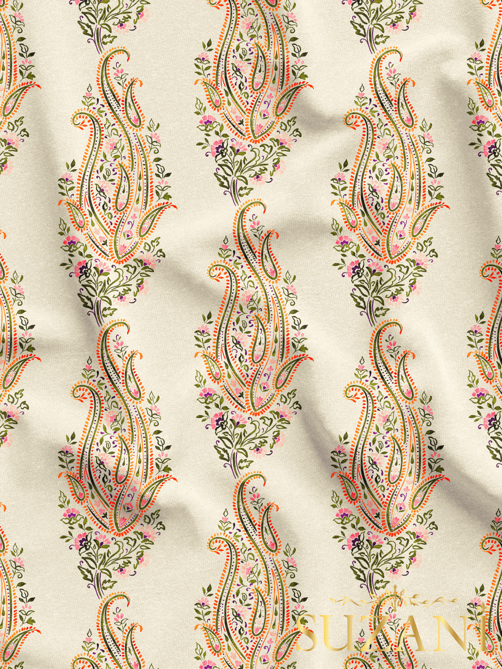 Çiçekli Şal Desenli Dijital Baskılı Kumaş