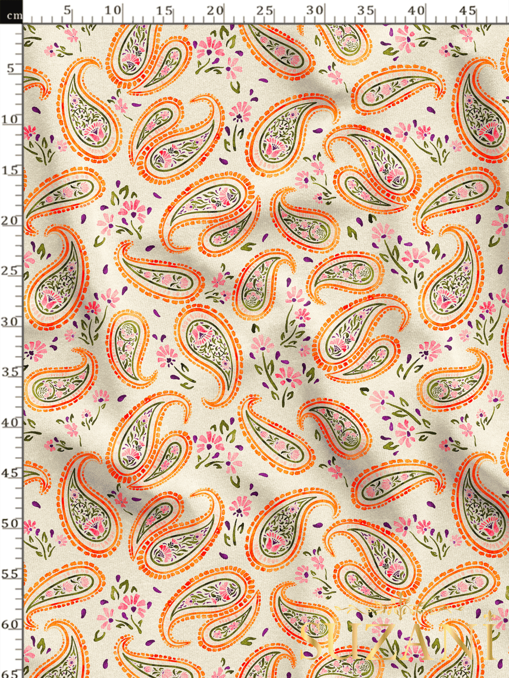 Çiçekli Şal Desenli Dijital Baskılı Kumaş