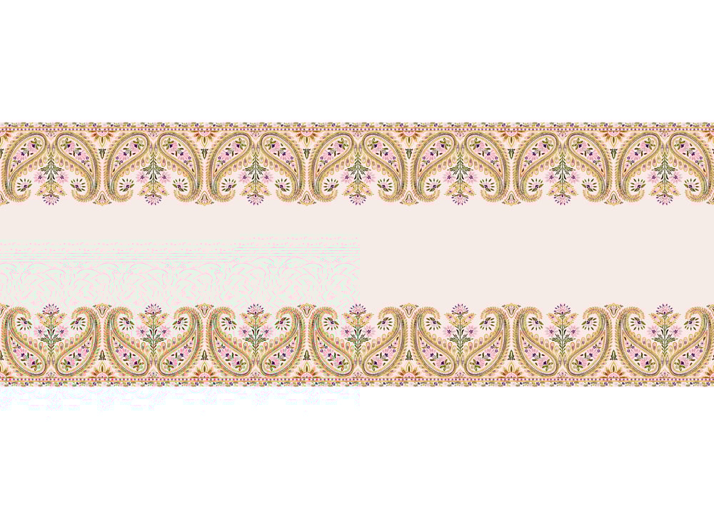 Çiçekli Şal Desenli Dikişsiz Runner Kumaşı