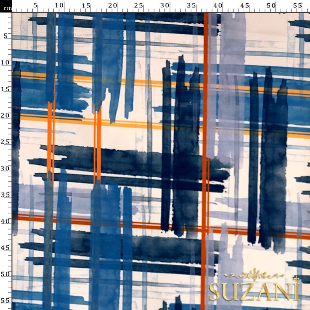 Çizgi Suluboya Dijital Baskılı Kumaş