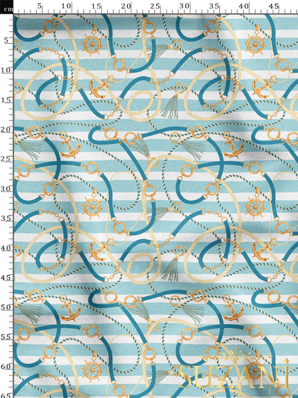 Çizgili Halat Desenli Dijital Baskılı Kumaş