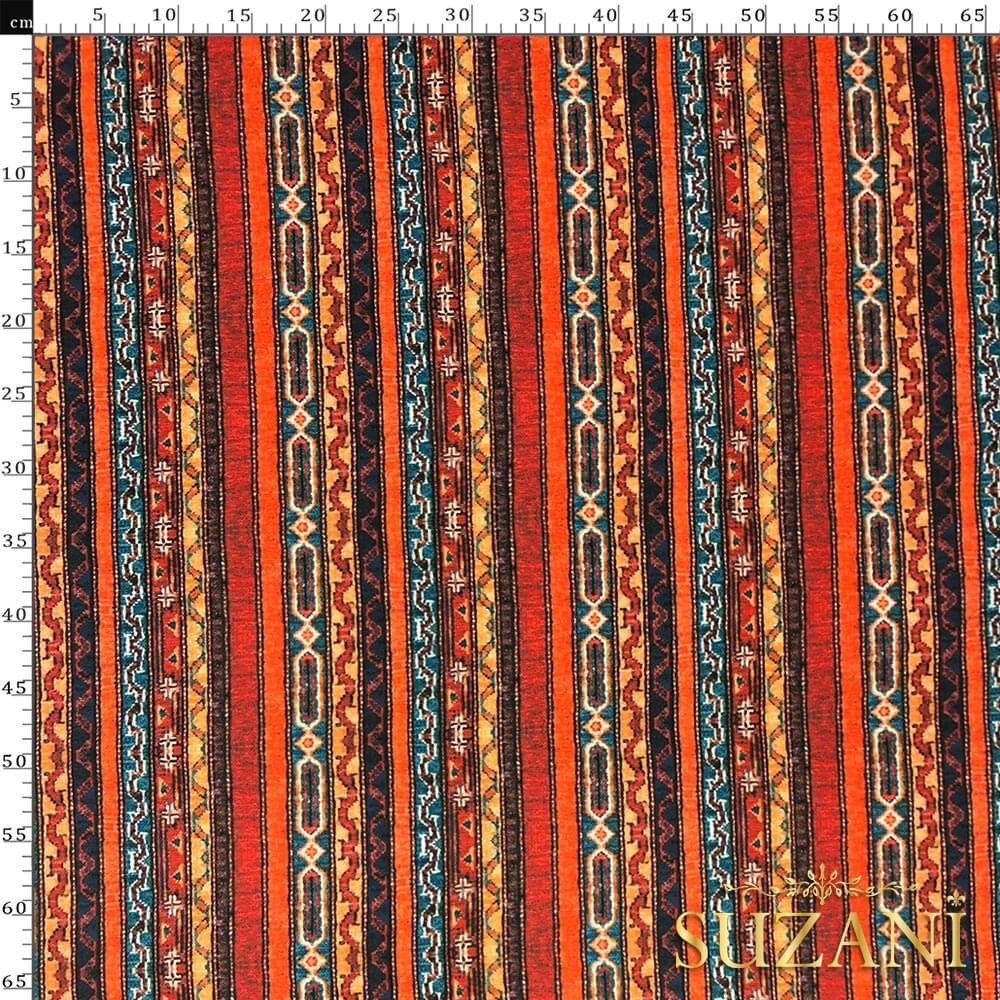 Çizgili Kilim Desenli Dijital Baskılı Kumaş