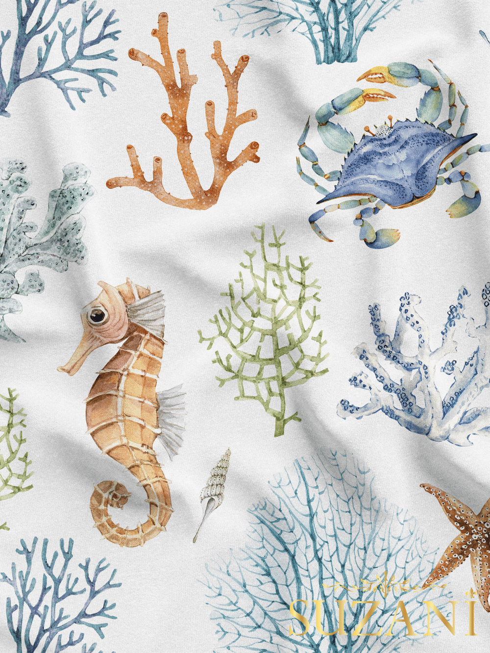 Denizatı Desenli Dijital Baskılı Kumaş