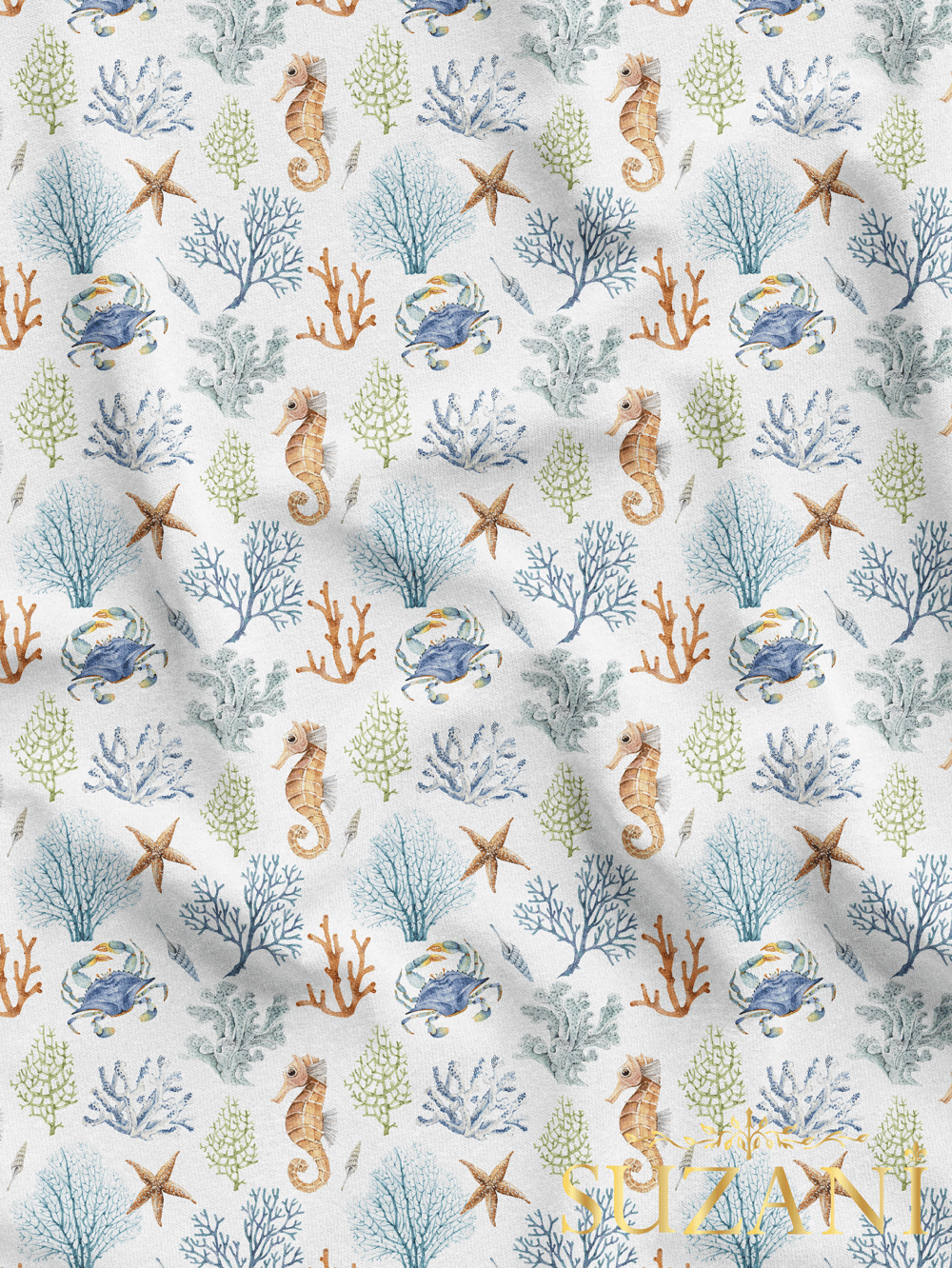 Denizatı Desenli Dijital Baskılı Kumaş