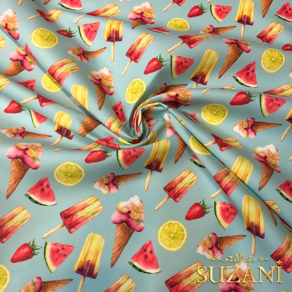 Dondurma Desenli Dijital Baskılı Kumaş