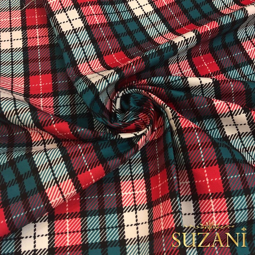 Ekose Desenli Dijital Baskılı Kumaş