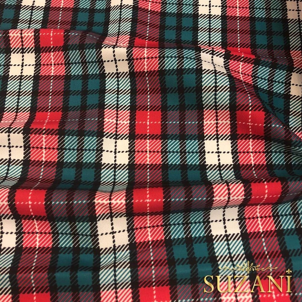 Ekose Desenli Dijital Baskılı Kumaş