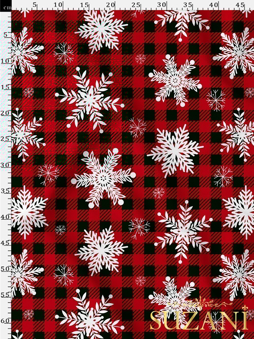 Ekose Yılbaşı Desenli Dijital Baskılı Kumaş