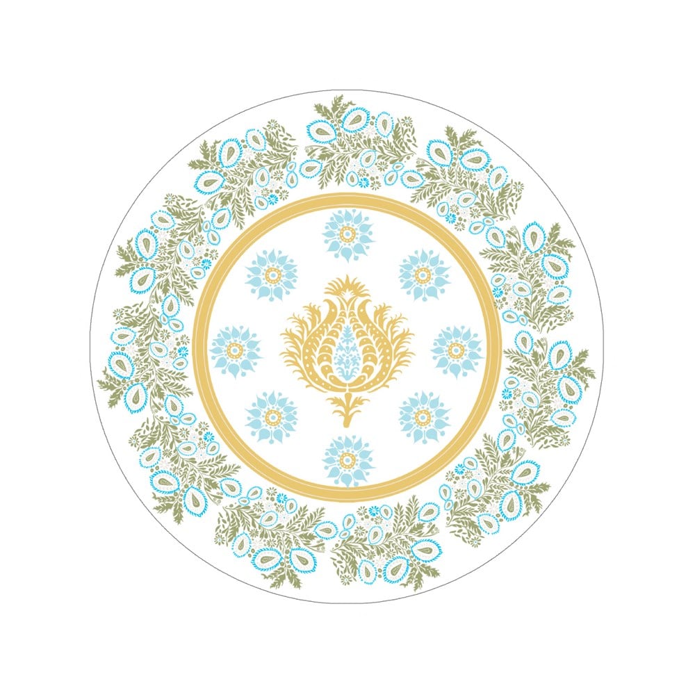 Fıstık Yeşili Damask Desenli Dikişsiz 3'lü Supla Kumaşı