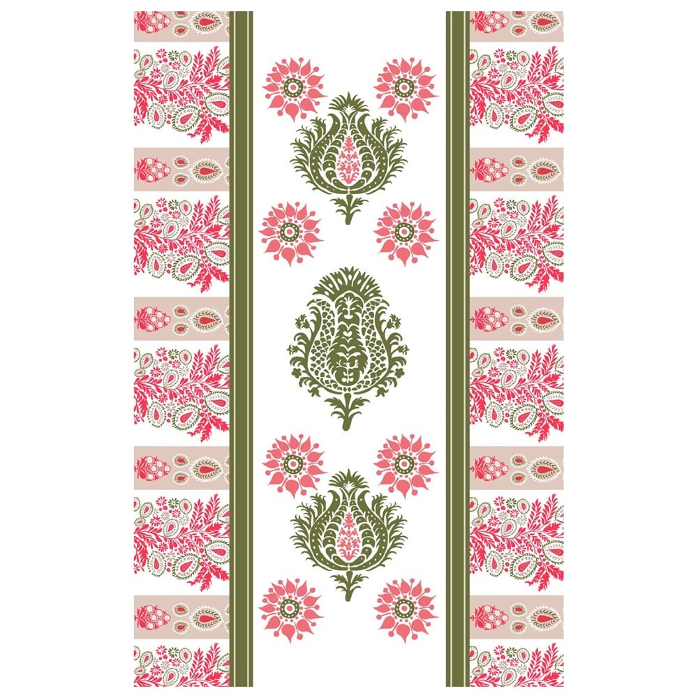 Fıstık Yeşili Damask Dikişsiz 4'lü Fırın Örtüsü Kumaşı