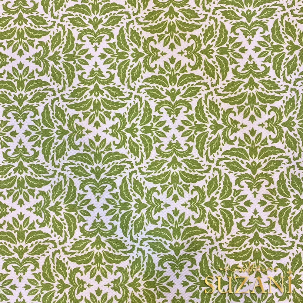 Fıstık Yeşili Motif Desenli Dijital Baskılı Kumaş