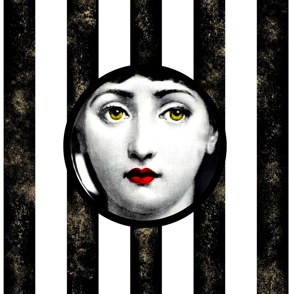 Fornasetti Yüzü 45x45cm Pano Baskılı Kumaş