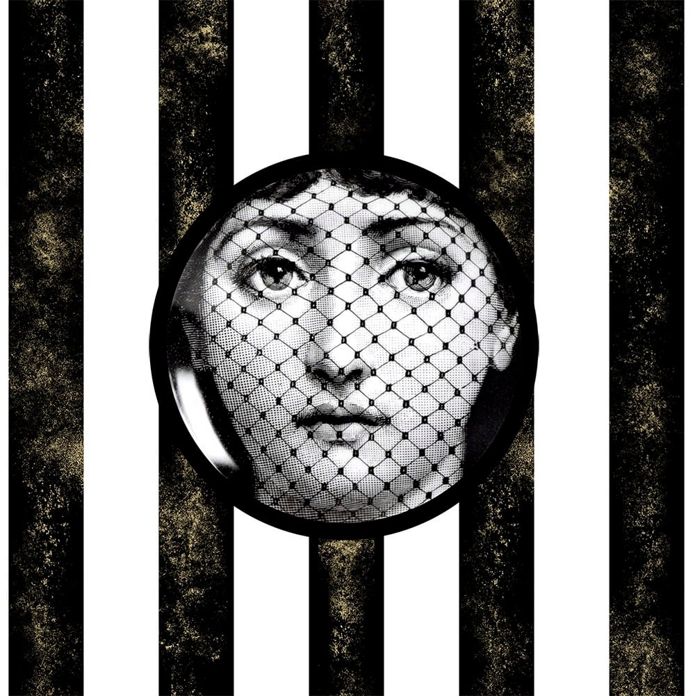 Fornasetti Yüzü 70x70cm Pano Baskılı Kumaş