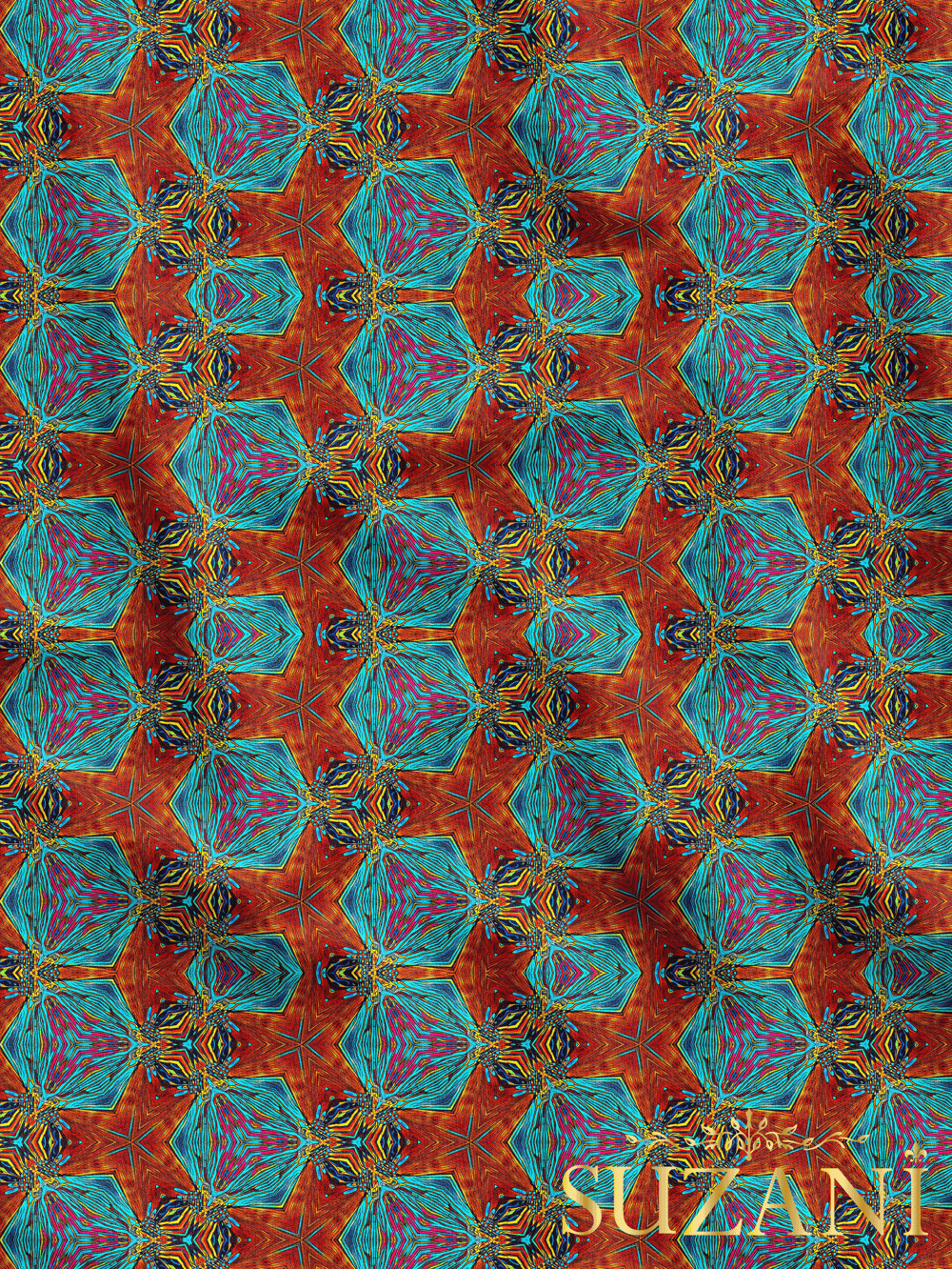 Fractal Geometrik Desenli Dijital Baskılı Kumaş