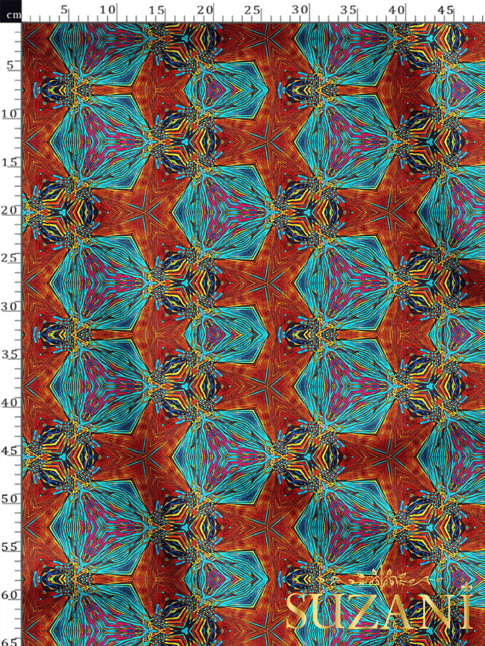 Fractal Geometrik Desenli Dijital Baskılı Kumaş