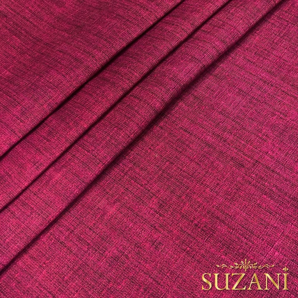 Fuşya Keten Görünümlü Dijital Baskılı Kumaş