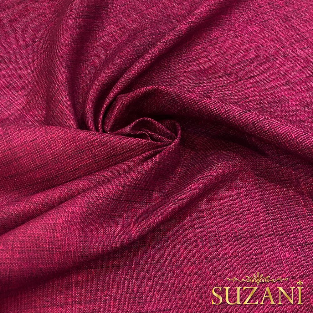 Fuşya Keten Görünümlü Dijital Baskılı Kumaş