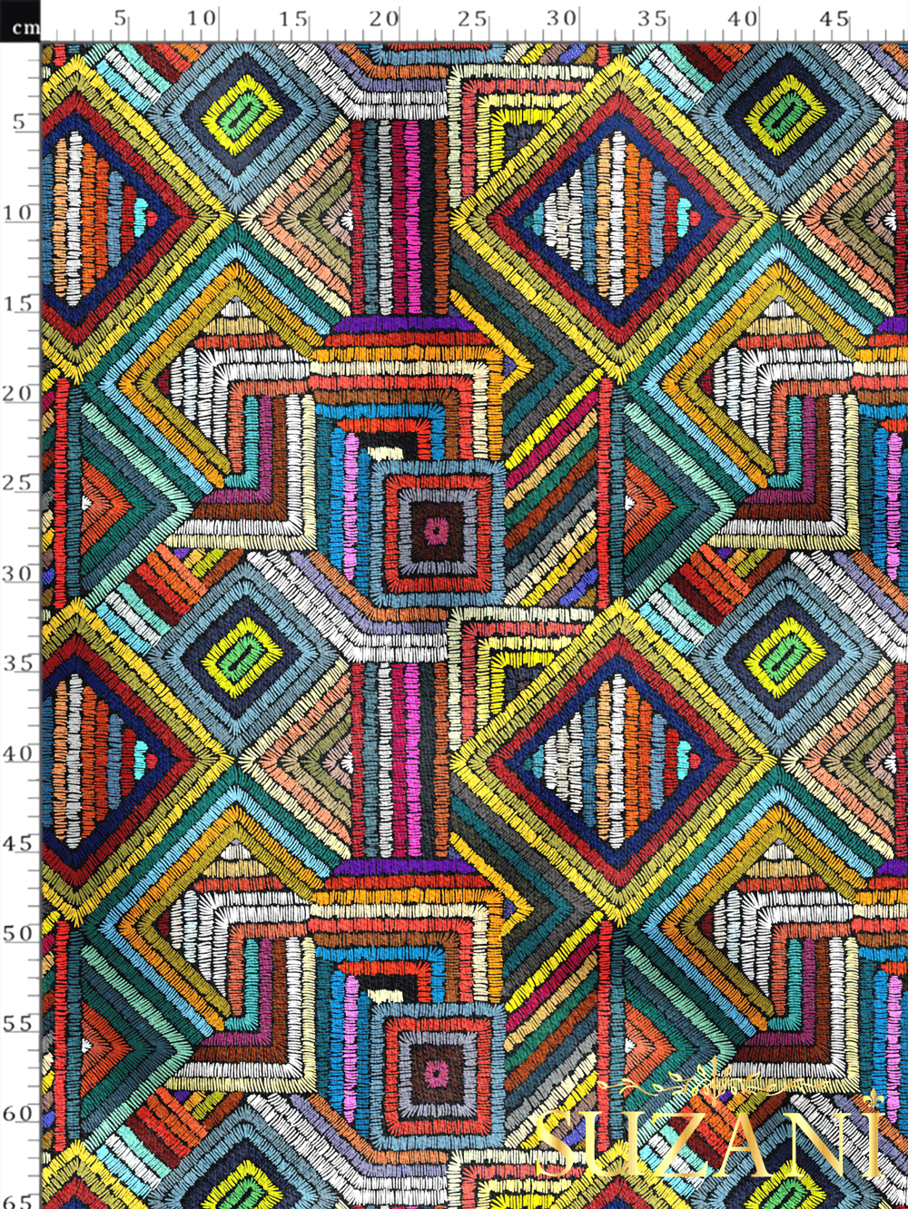 Geometrik Patchwork Desenli Dijital Baskılı Kumaş
