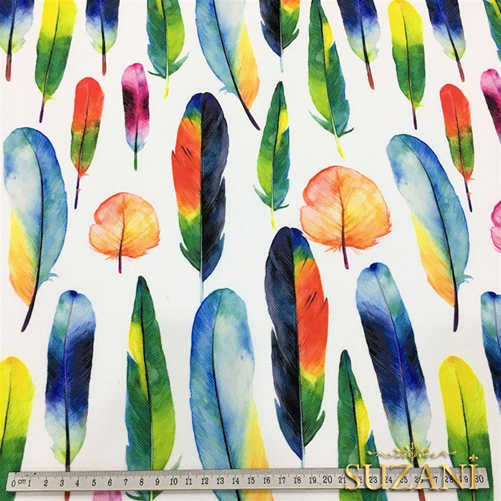 Gökkuşağı Tüyler Desenli Kumaş