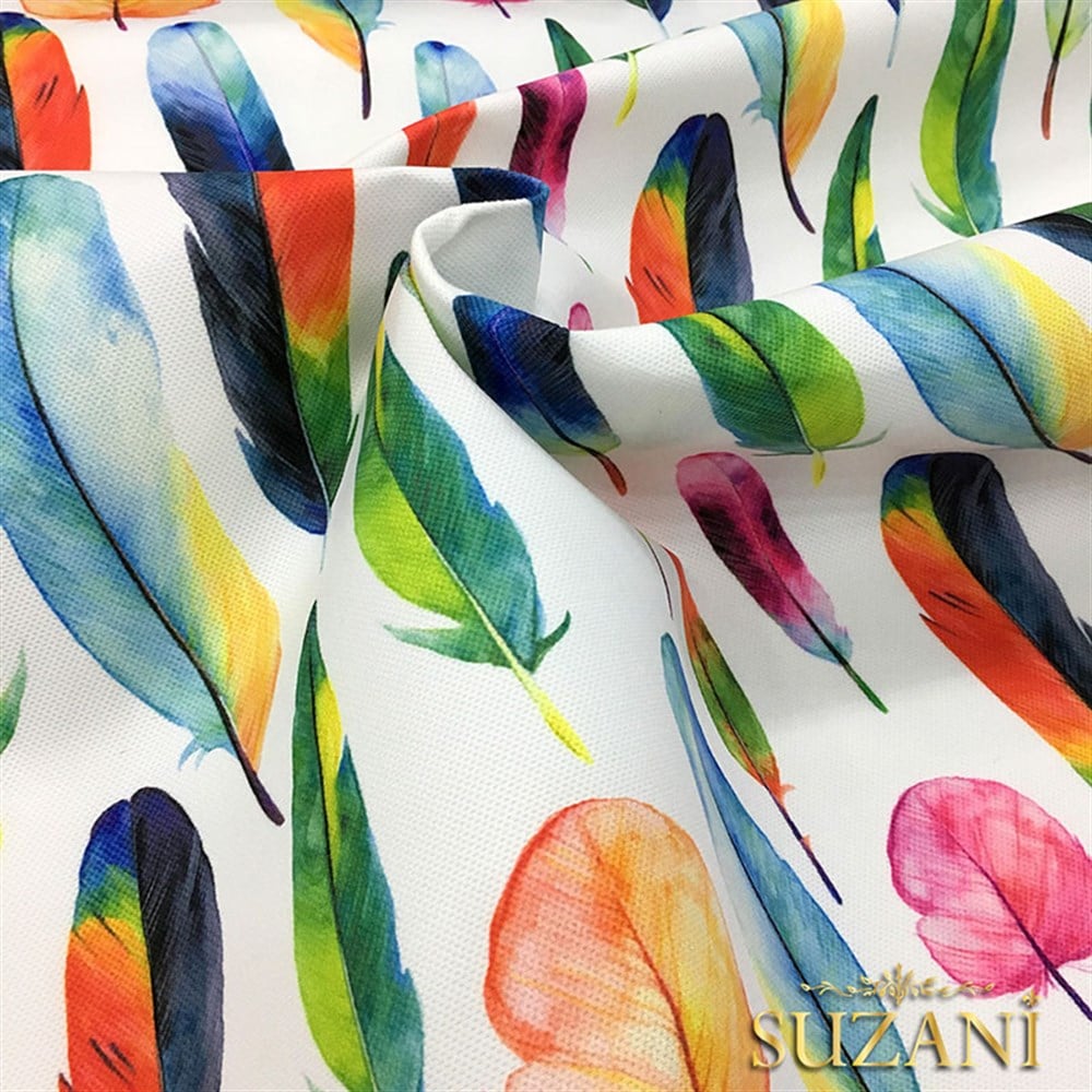 Gökkuşağı Tüyler Desenli Kumaş