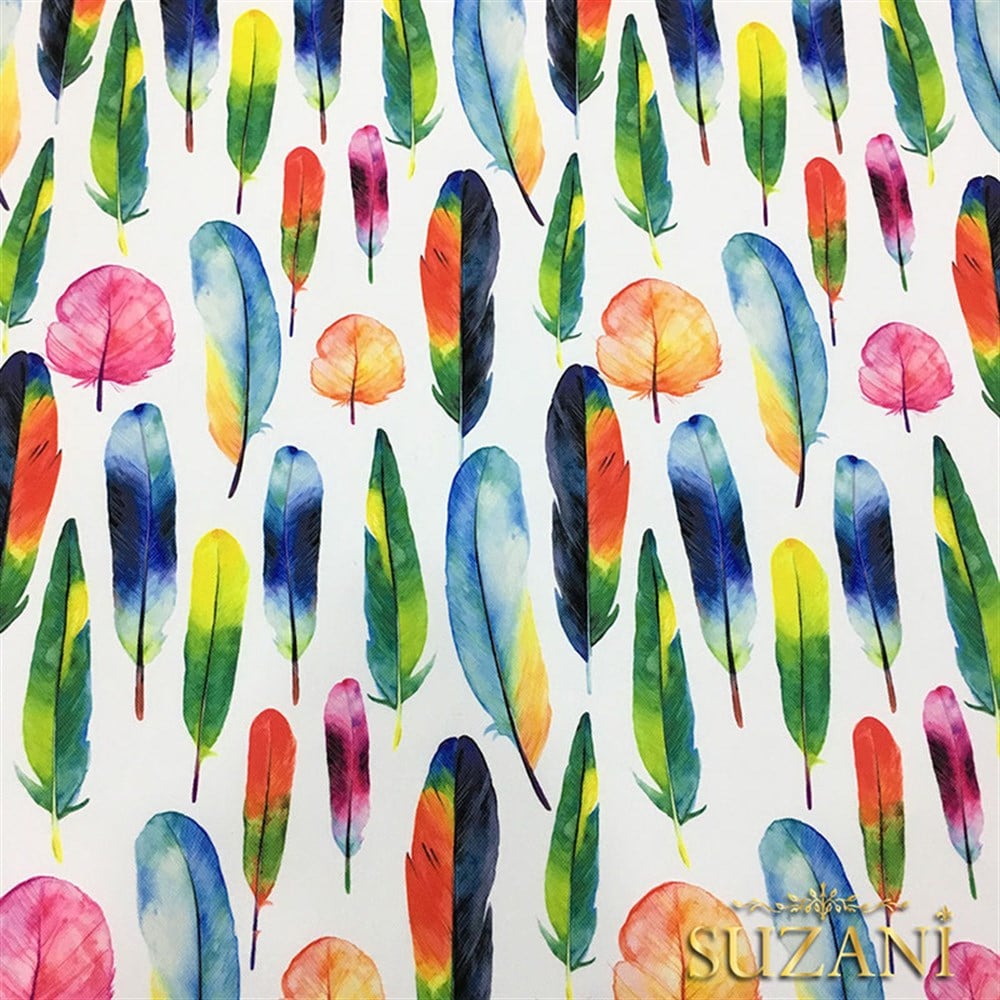 Gökkuşağı Tüyler Desenli Kumaş