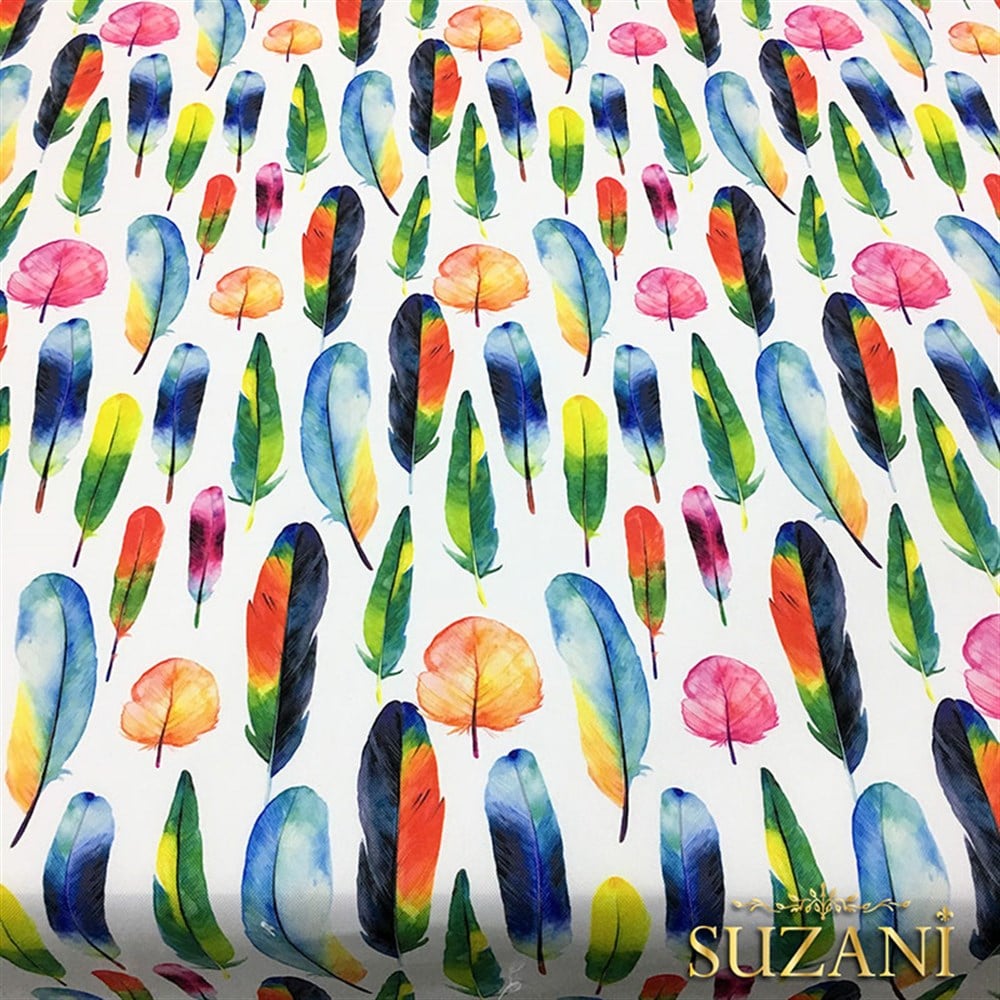 Gökkuşağı Tüyler Desenli Kumaş