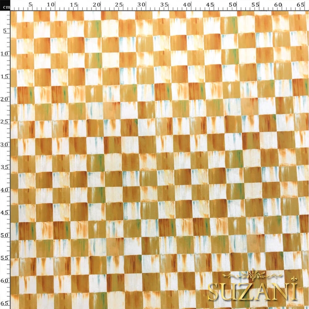 Gold Dama Desenli Dijital Baskılı Kumaş