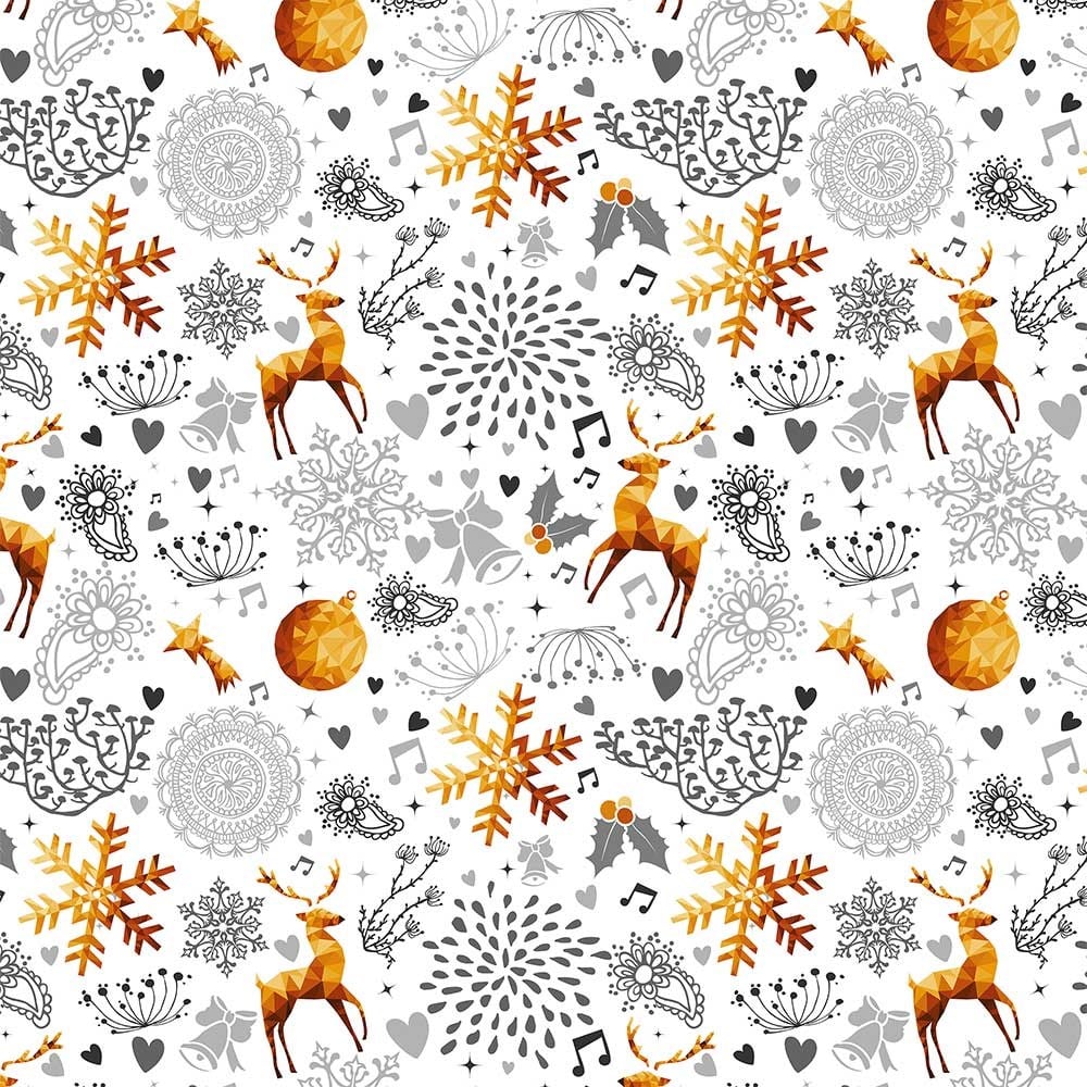 Gold Geyik Desenli Dijital Baskılı Kumaş