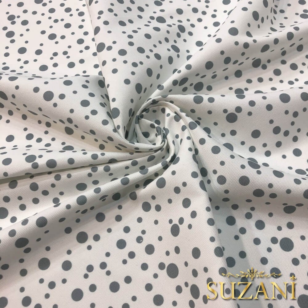 Gri Damlacık Desenli Dijital Baskılı Kumaş