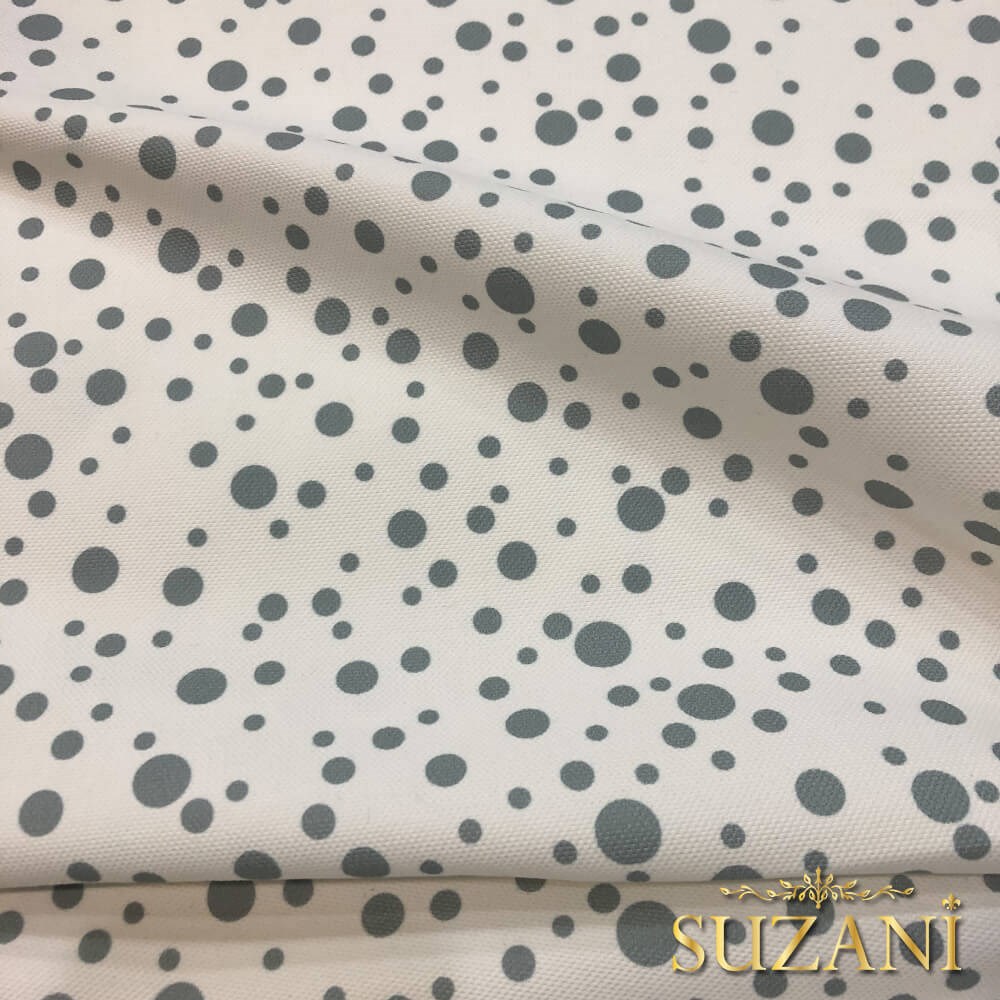 Gri Damlacık Desenli Dijital Baskılı Kumaş