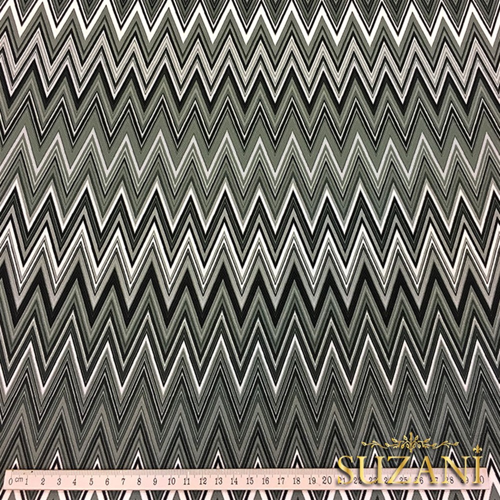 Zigzag Desenli Dijital Baskılı Kumaş(Yeşil)