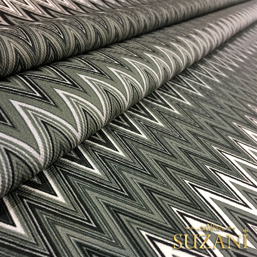 Zigzag Desenli Dijital Baskılı Kumaş(Yeşil)
