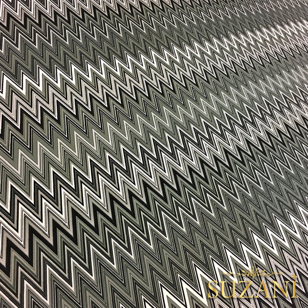 Zigzag Desenli Dijital Baskılı Kumaş(Yeşil)