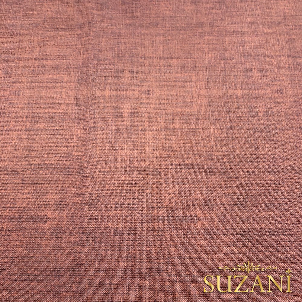 Gül Kurusu Keten Görünümlü Dijital Baskılı Kumaş