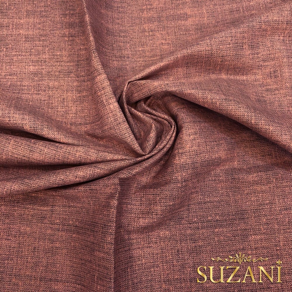 Gül Kurusu Keten Görünümlü Dijital Baskılı Kumaş