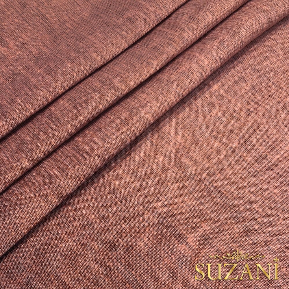 Gül Kurusu Keten Görünümlü Dijital Baskılı Kumaş